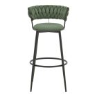 Alkia I pakoworld bar stool fabric in chaki color - black metal leg 50x56x95cm