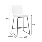 Bar stool Essential pakoworld beige fabric-black metal leg 53x64.5x107cm