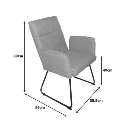 Armchair Essential pakoworld grey fabric-black metal leg 55.5x59x89cm
