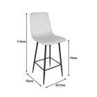 Grato bar-stool pakoworld beige fabric-black metal leg 43.5x55x114cm