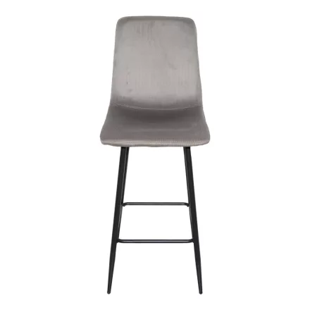 Grato bar-stool pakoworld grey fabric-black metal leg 43.5x55x114cm
