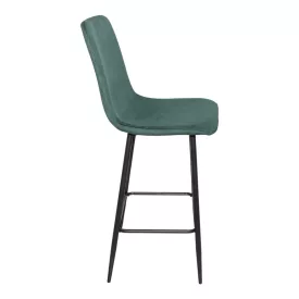   Grato bar-stool pakoworld cypress green fabric-black metal leg 43.5x55x114cm