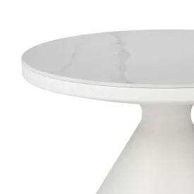   Coffee table Coozlin Inart sintered stone white marble metal with white metal D70x40cm