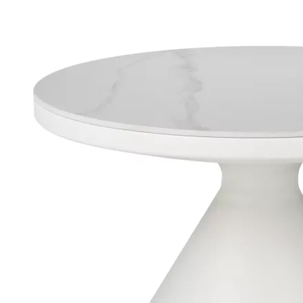 Coffee table Coozlin Inart sintered stone white marble metal with white metal D70x40cm