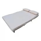 Sofa-bed Josuane pakoworld two-seater beige velvet- black wooden leg 122x80x81cm