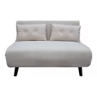 Sofa-bed Josuane pakoworld two-seater beige velvet- black wooden leg 122x80x81cm