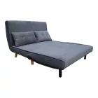 Josuane  pakoworld two-seater sofa bed, anthracite velvet, natural wooden legs, 122x80x81cm