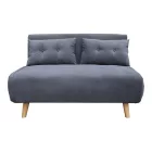 Josuane  pakoworld two-seater sofa bed, anthracite velvet, natural wooden legs, 122x80x81cm