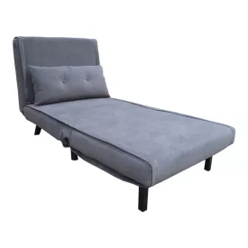   Armchair-bed Josuane pakoworld anthracite velvet and wooden leg in black shade 78x80x81cm