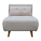 Armchair-bed Josuane pakoworld beige velvet and wooden leg in natural shade 78x80x81cm