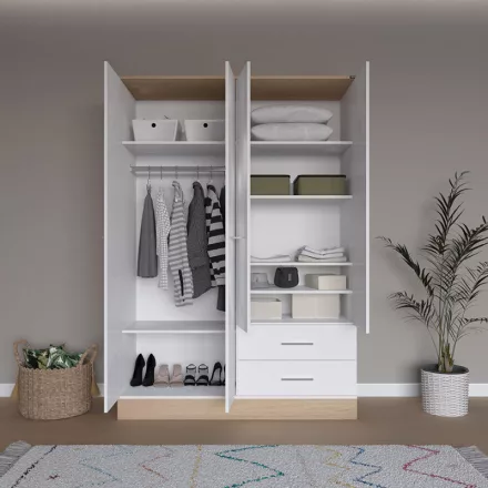 Harmony pakoworld four-door wardrobe in oak-white shade 137x52x198cm