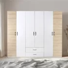 Dormie pakoworld six-door wardrobe with drawers in white 206x52x213cm