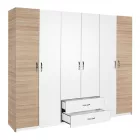 Dormie pakoworld six-door wardrobe with drawers in white 206x52x213cm