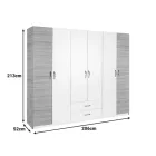 Dormie pakoworld six-door wardrobe with drawers in white 206x52x213cm