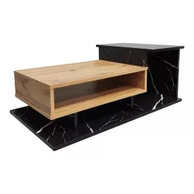   Coffee table Nuvele pakoworld in black marble-sonoma shade 90x50x35cm