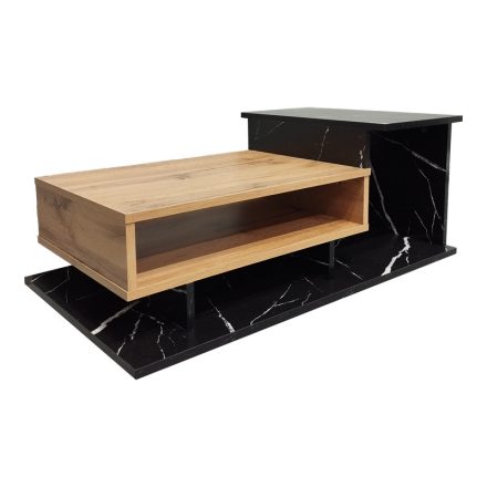 Coffee table Nuvele pakoworld in black marble-sonoma shade 90x50x35cm