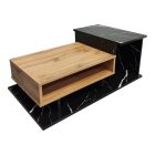 Coffee table Nuvele pakoworld in black marble-sonoma shade 90x50x35cm