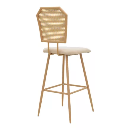Bar stool Camilla I pakoworld pe rattan natural-fabric natural-metal in natural color 47.5x58x117cm