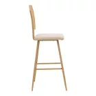 Bar stool Camilla I pakoworld pe rattan natural-fabric natural-metal in natural color 47.5x58x117cm