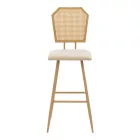 Bar stool Camilla I pakoworld pe rattan natural-fabric natural-metal in natural color 47.5x58x117cm
