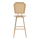 Bar stool Camilla I pakoworld pe rattan natural-fabric natural-metal in natural color 47.5x58x117cm
