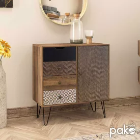 Drawer Boho pakoworld in walnut color 79,5x39,5x86cm