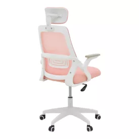   Office chair Peja pakoworld fabric mesh pink-frame white 58x60x107-117cm