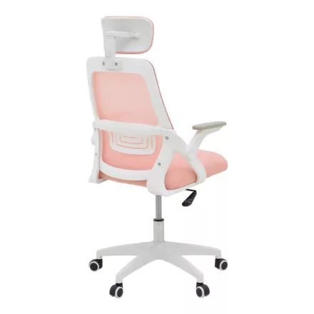 Office chair Peja pakoworld fabric mesh pink-frame white 58x60x107-117cm