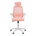 Office chair Peja pakoworld fabric mesh pink-frame white 58x60x107-117cm