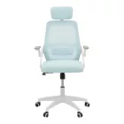 Office chair Peja pakoworld fabric mesh light blue-frame white 58x60x107-117cm