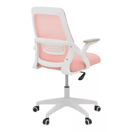 Office chair Reji pakoworld fabric mesh pink-frame white 58x60x89-99cm