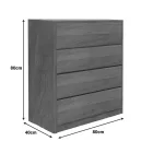 Kuanger pakoworld mdf chest of drawers in a walnut color 80x40x80cm