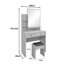 Dressing table Cenzo pakoworld in white and grey-beige color 80x40x155cm