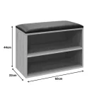 Shoe cabinet stool Kiana pakoworld 4 pairs in grey-oak color 60x32x44cm