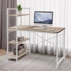 Study desk Bencour pakoworld with bookcase mdf in oak color with white metal 90x40x110cm
