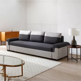   Gaby three-seater sofa bed pakoworld fabric with storage space in anthracite-gray shade 260x88x88cm