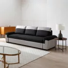 Gaby three-seater sofa bed pakoworld fabric with storage space in black-gray shade 260x88x88cm