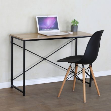 Working desk Bailon pakoworld in oak color with black metal 100x40x70cm