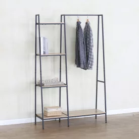   Entrance unit-shelf Herevy pakoworld in oak color with black metal 101x35x160cm