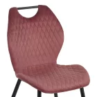 Bongo chair pakoworld velvet in rotten apple shade with black metal legs 56.5x47x84cm