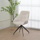 Kadeira rotating chair pakoworld fabric in beige shade with black metal legs 57.5x51x89