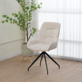  Kadeira rotating chair pakoworld fabric in beige shade with black metal legs 57.5x51x89