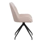 Kadeira rotating chair pakoworld fabric in beige shade with black metal legs 57.5x51x89
