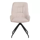 Kadeira rotating chair pakoworld fabric in beige shade with black metal legs 57.5x51x89