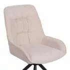 Kadeira rotating chair pakoworld fabric in beige shade with black metal legs 57.5x51x89