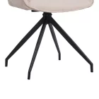 Kadeira rotating chair pakoworld fabric in beige shade with black metal legs 57.5x51x89