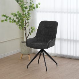   Kadeira rotating chair pakoworld fabric dark grey shade- black metal legs 57.5x51x89cm