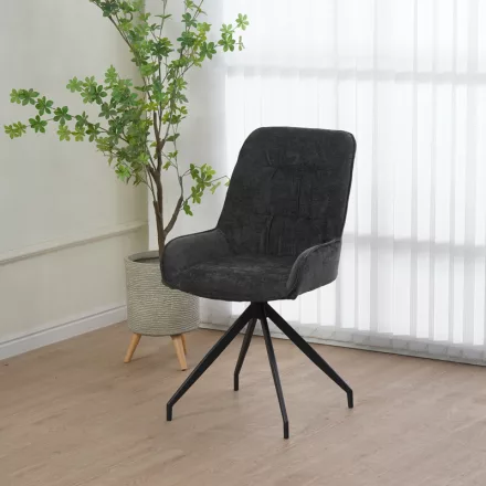 Kadeira rotating chair pakoworld fabric dark grey shade- black metal legs 57.5x51x89cm