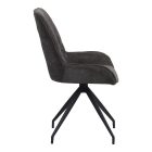 Kadeira rotating chair pakoworld fabric dark grey shade- black metal legs 57.5x51x89cm