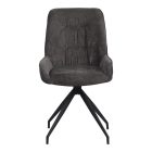 Kadeira rotating chair pakoworld fabric dark grey shade- black metal legs 57.5x51x89cm